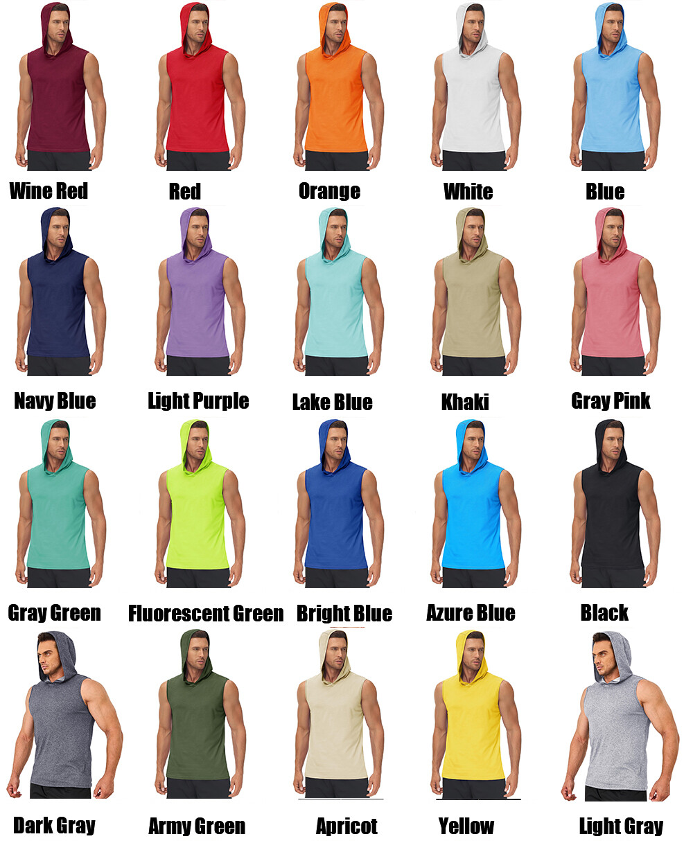 Men's Hoodie Sleeveless Muscle Shirts Gym Workout Casual Running Sport Summer T gallery
