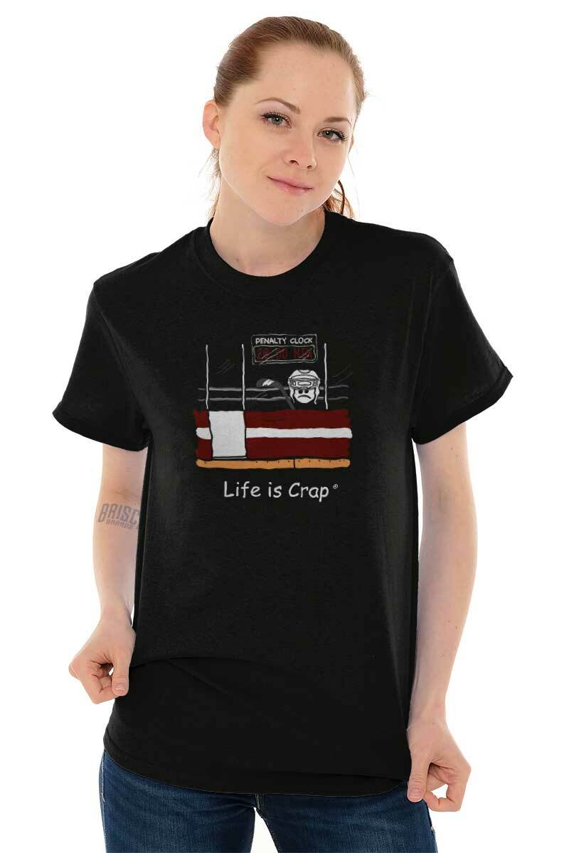 Life is Crap Hockey Penalty Box Sports Gift Mens Short Sleeve Crewneck Tee gallery