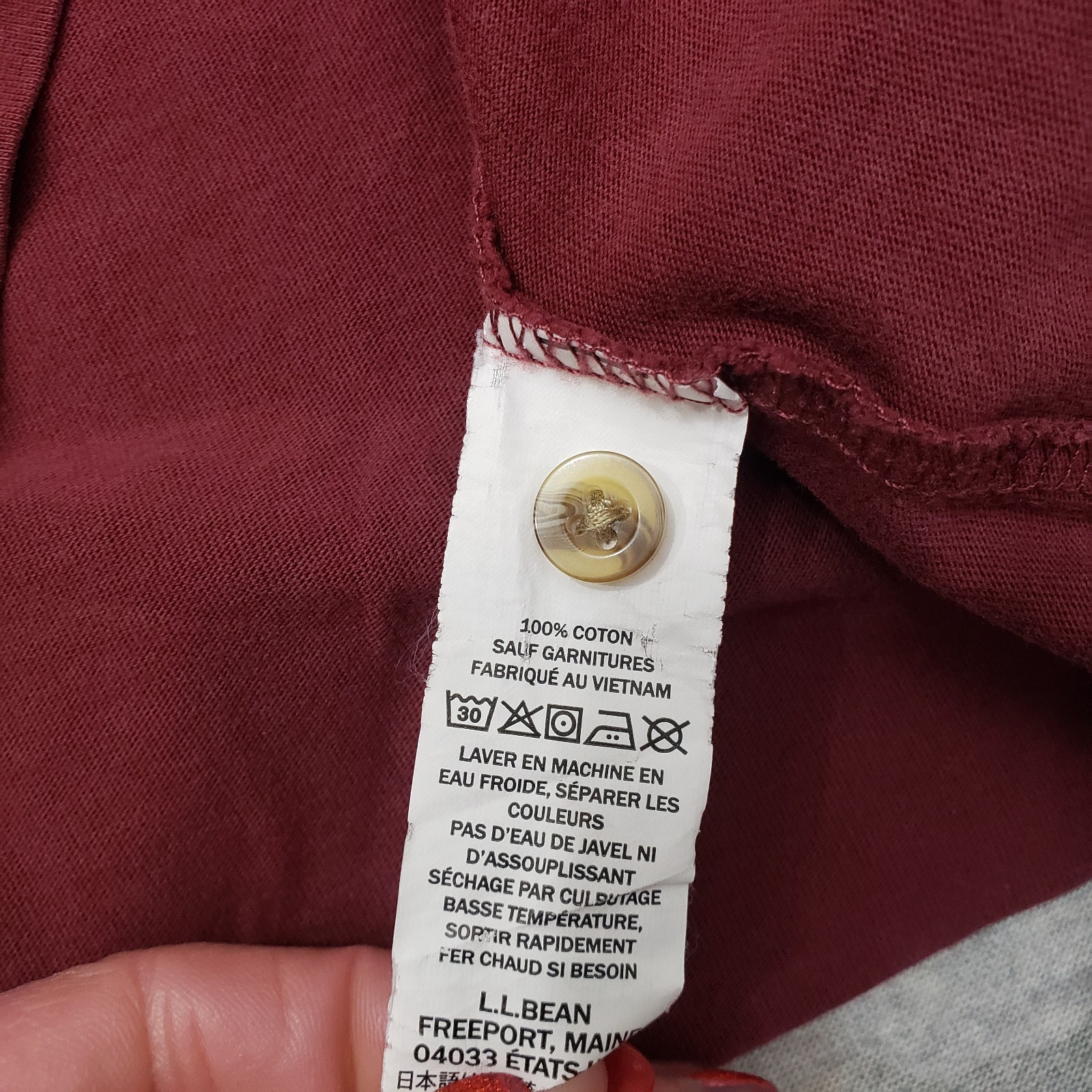 L.L. Bean Henley Shirt Mens Medium Red Long Sleeve gallery