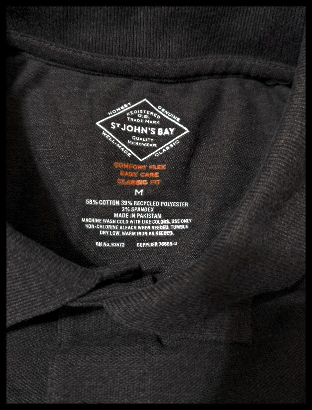 NWT Men's St Johns Bay Super Soft Dark Gray Short Sleeve Polo Shirt M Medium gallery
