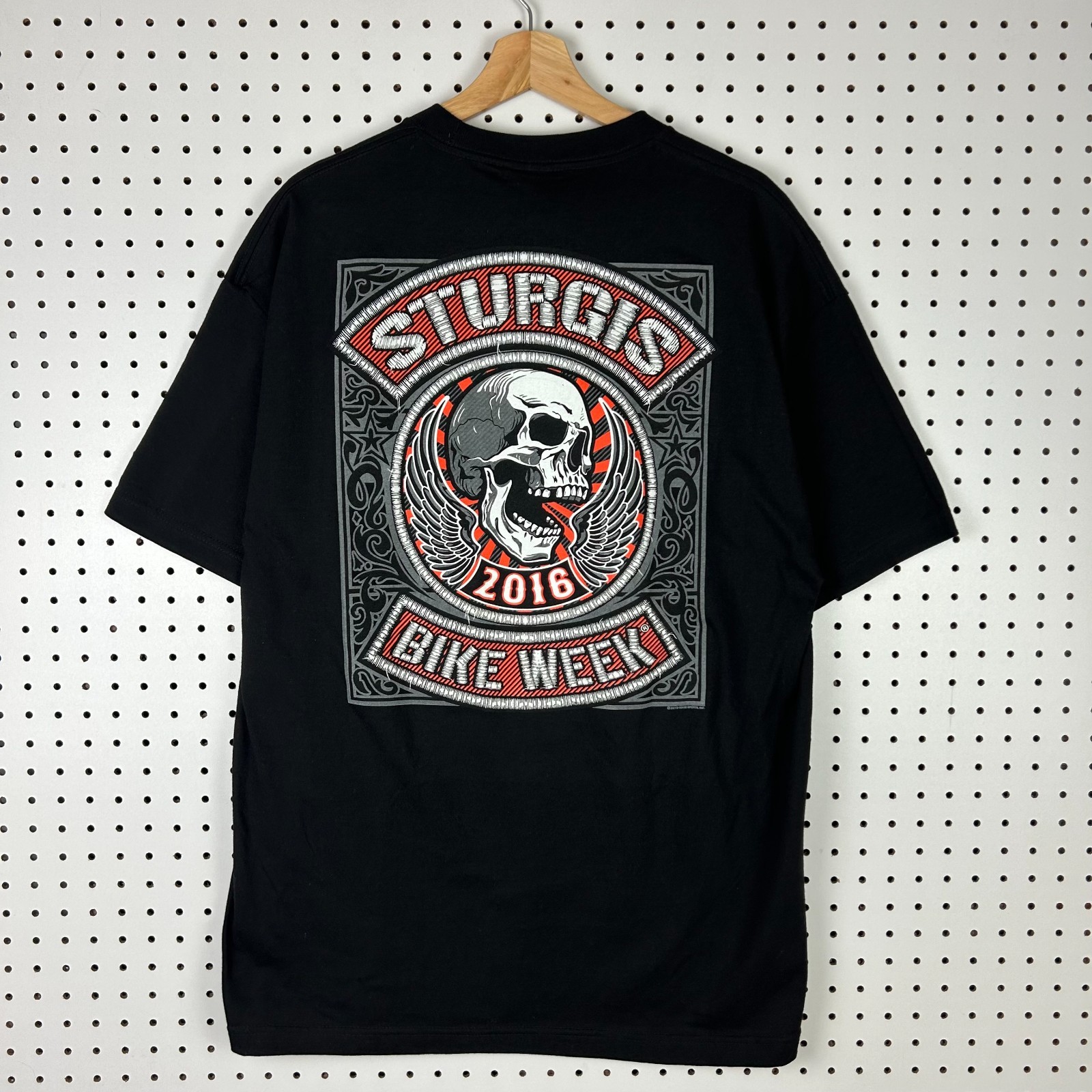 Hot Leather Sturgis Bike Week XL Motorcycle Biker T Shirt Black Skull Graphic 16