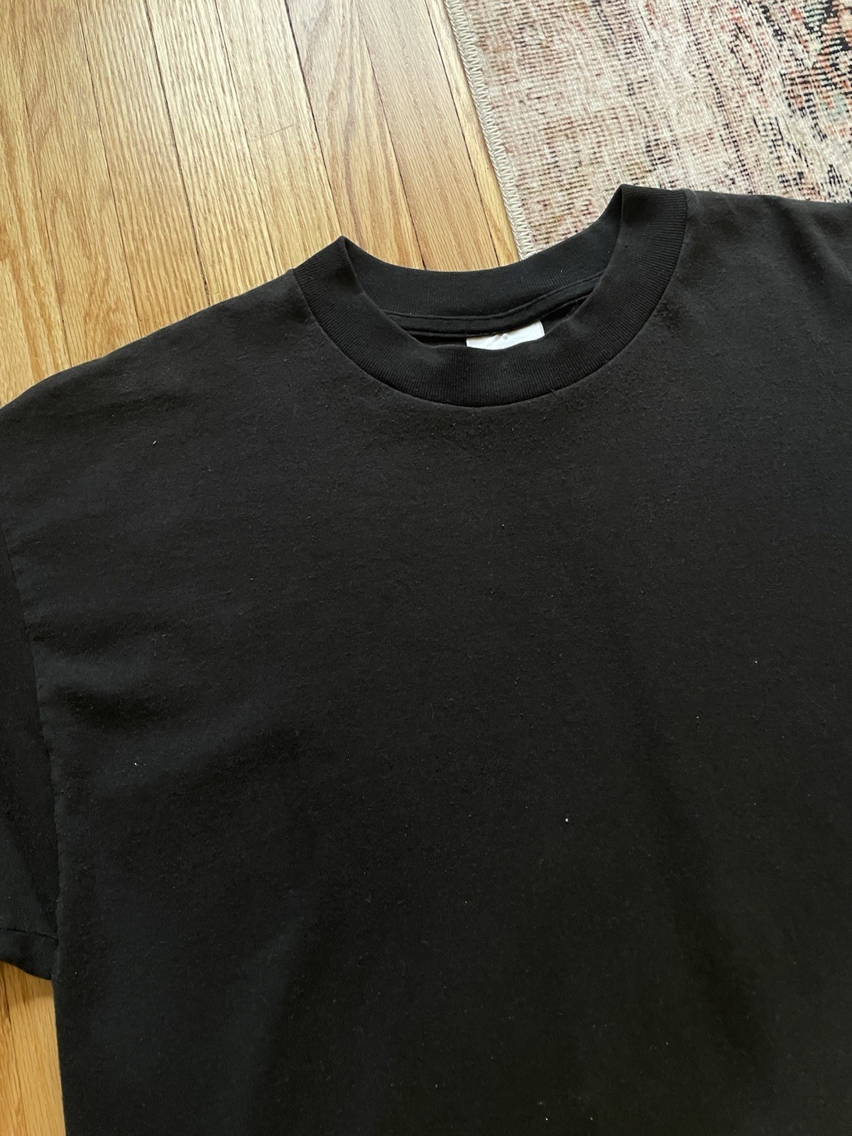 Vintage Slightly Worn In 1990s Tultex Black Blank T-Shirt Size XL gallery