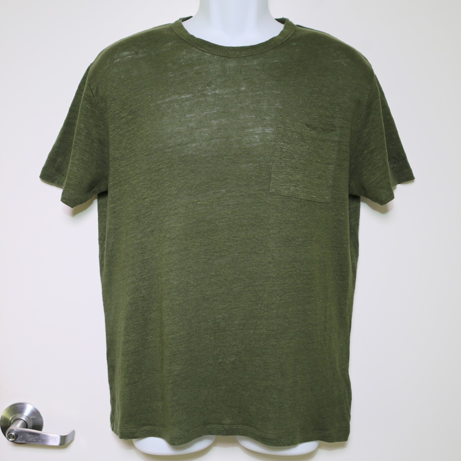 MC2 SAINT BARTH - Green 100% Linen Short Sleeve Crewneck T-Shirt - Men's Medium gallery