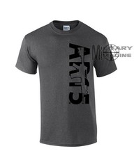 AR-15 Dark Heather T-Shirt US Flag Back M4 Front Military Army Gun Logo Rifle