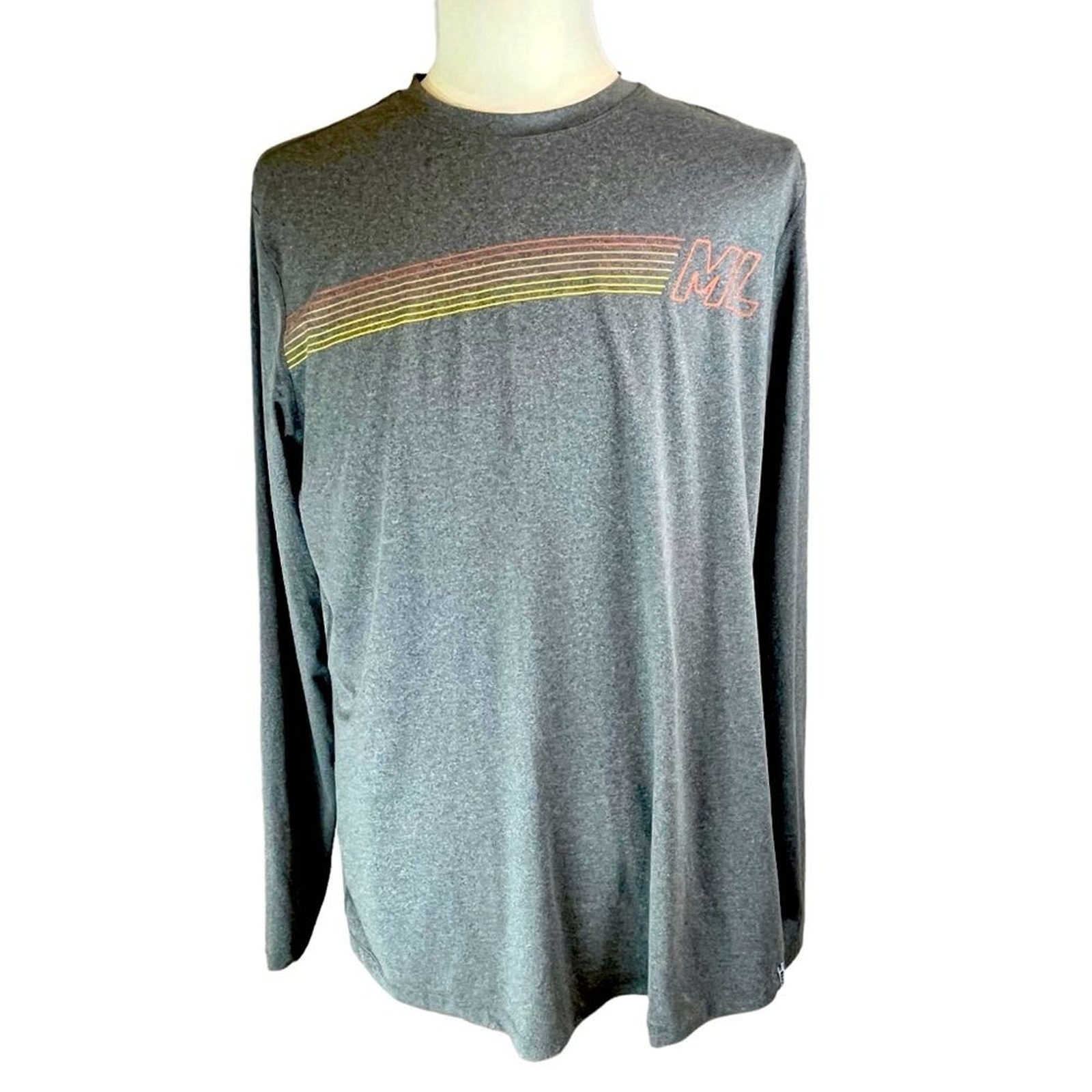 MARINE LAYER Weekend Sport Long Sleeve T Shirt Size Large Logo Graphic Crew Gray gallery