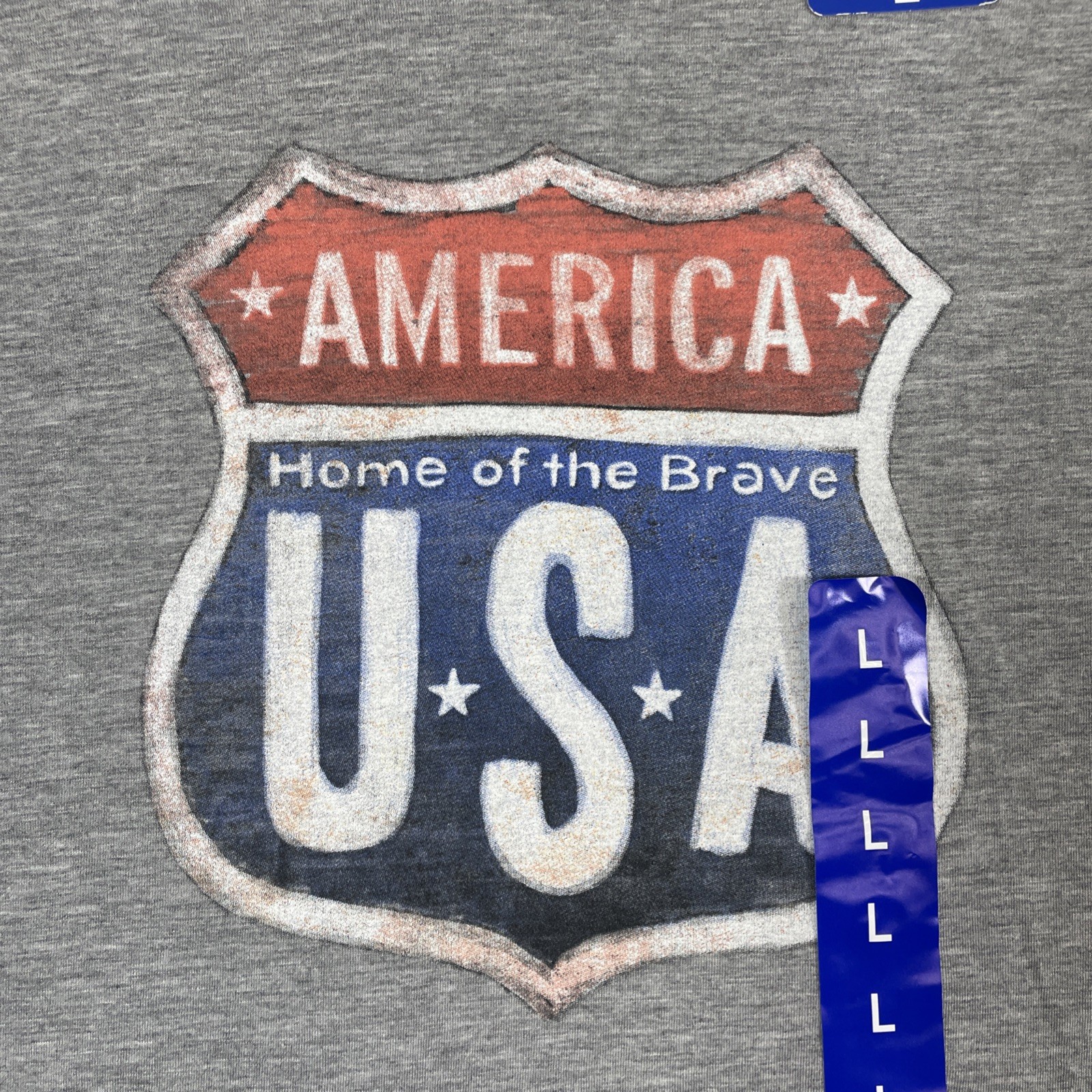 Galt T Shirt Men Large Gray American USA Home of the Brave HWY Sign NEW Patriot gallery