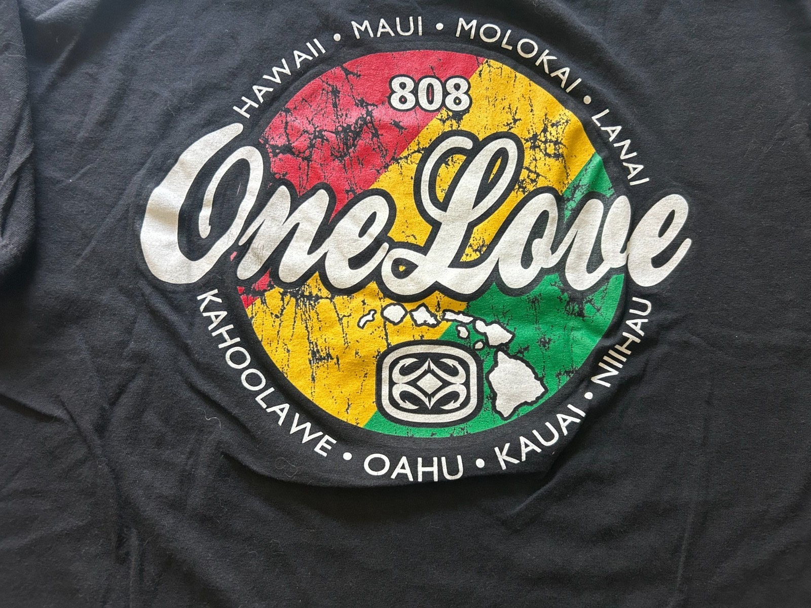 MAUI BUILT 808 ONE LOVE DISTRESSED 2XL BLK SHORT SLEEVE T SHIRT.SEE DESCRIPTION gallery