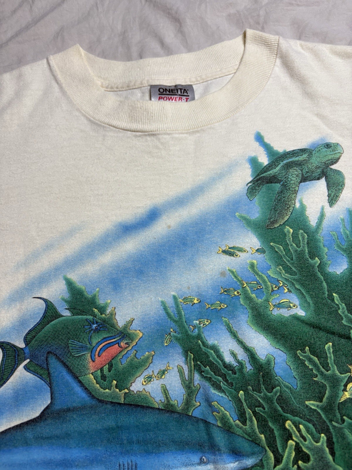 Vintage ‘88 Oneita Sea Life Shark Nemo Harlequin Underwater Thin Single Stitch M gallery
