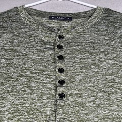 Mlanm Long Sleeve Buttoned Shirt Green Mens M 1/3 Button Up Rare Everyday Wear