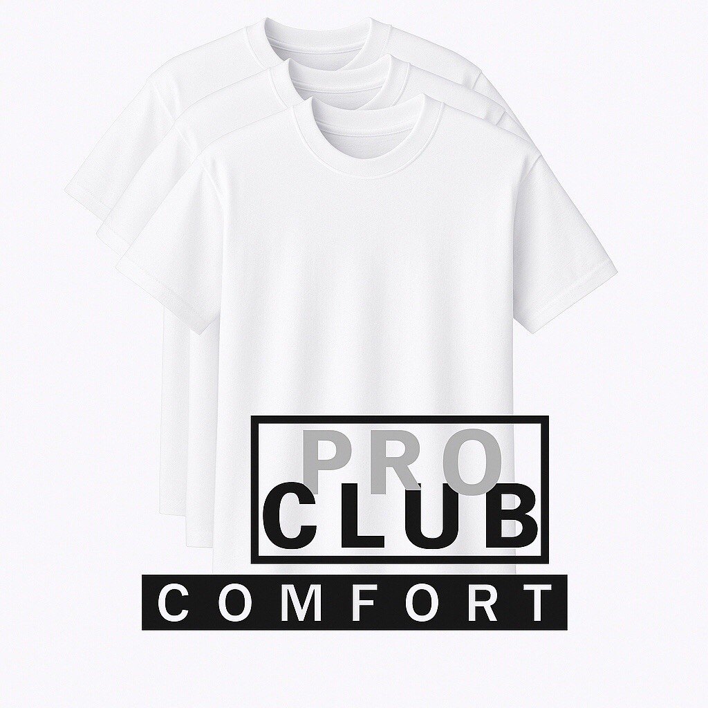 3 PACK PRO CLUB COMFORT T-SHIRT MENS BLACK &WHITE PLAIN BASIC S-3XL gallery