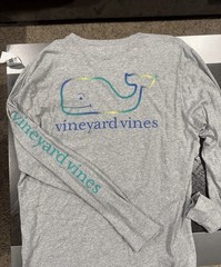 Vineyard Vines Men’s Gray Cotton Long Sleeve Pocket Tee Whale Graphic M