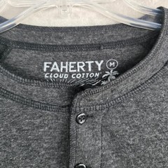 FAHERTY Cloud Cotton Men Medium Charcoal Gray Long Sleeve Henley Shirt