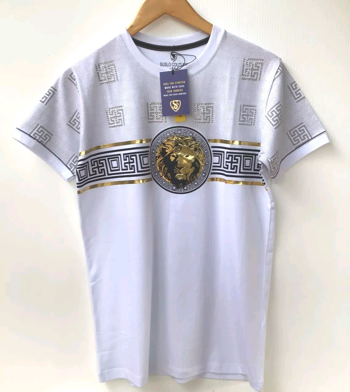 Men's Beautiful Cotton Rhinestone T Shirt,Italian Style,Stretch S to 2XL….A12. gallery