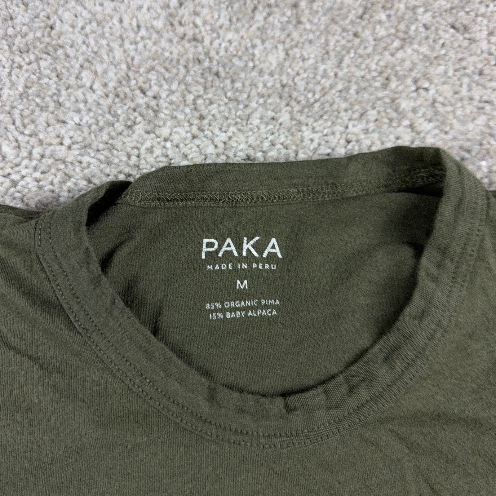 Paka Shirt Mens Medium Green Baby Alpaca Wool Blend Crew Neck Short Sleeve gallery