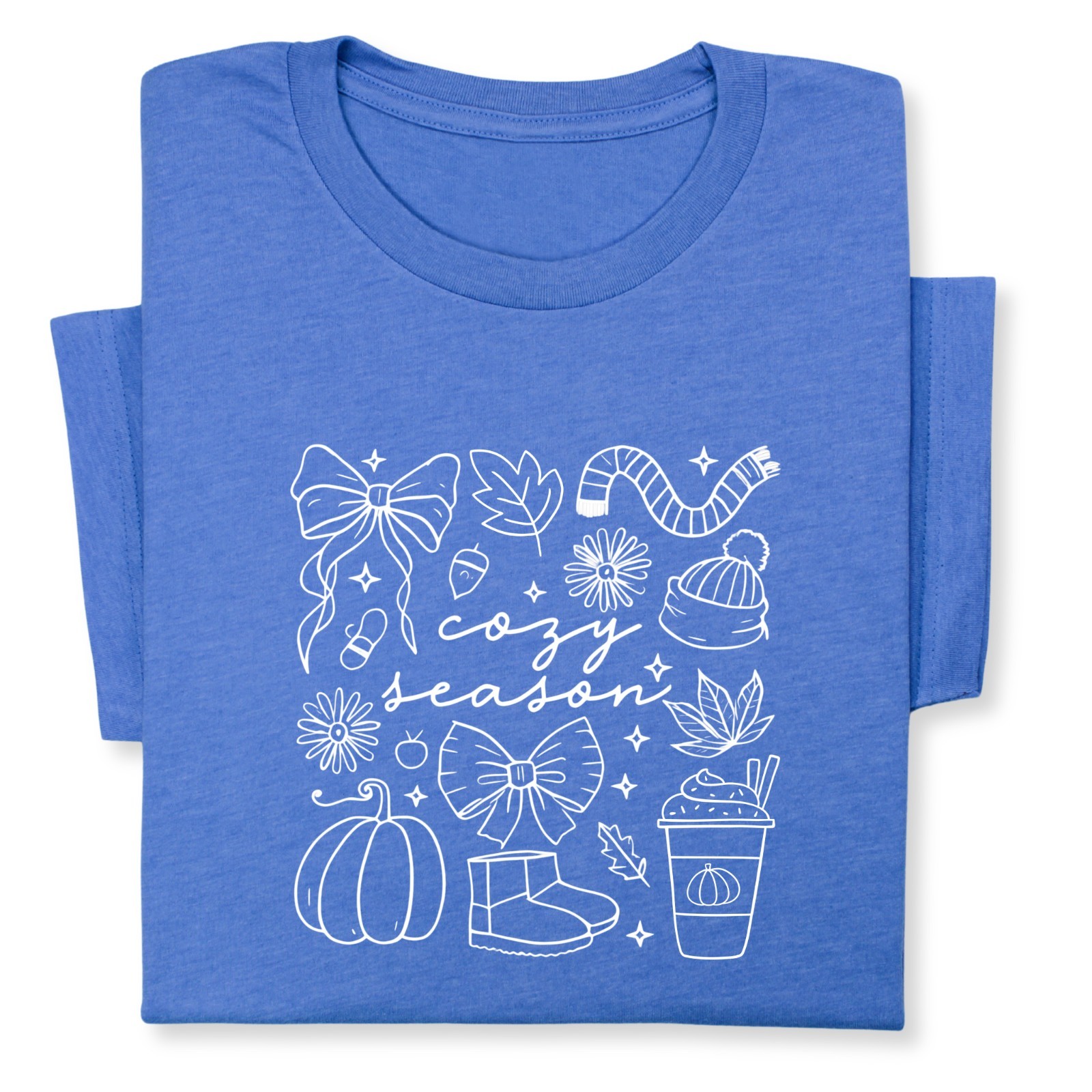 Cozy Season Fall Doodle T-Shirt, Pumpkin Coffee Autumn Graphic Tee gallery