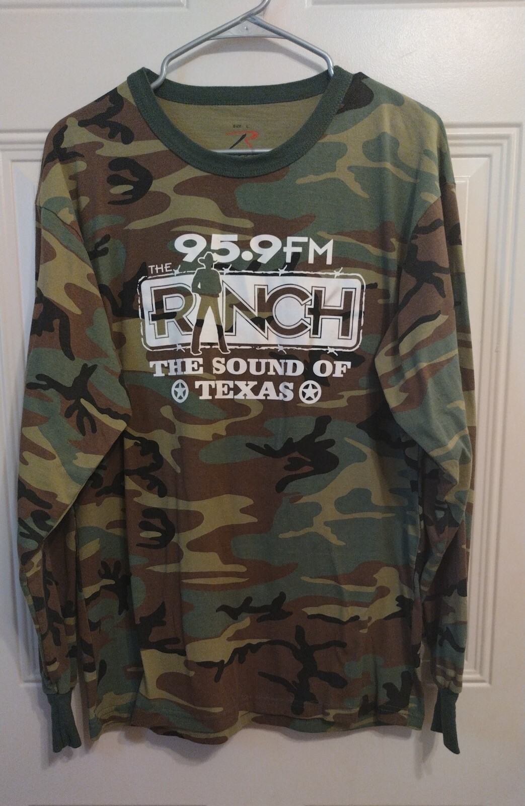 The Ranch 95.9 FM Shirt Large Sound of Texas Country Camo Radio Music Green BG11 gallery