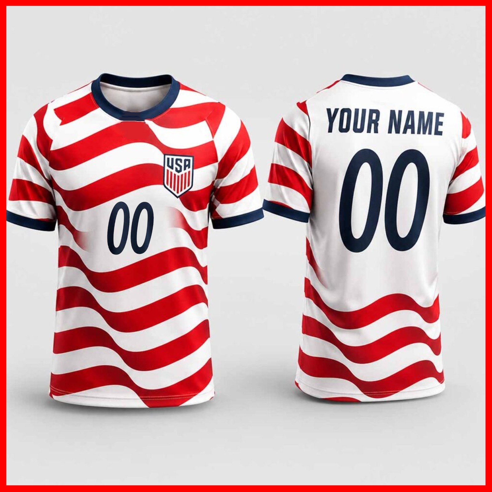 💥Personalized United States World Cup 2026 Custom Name &Number Team USA AOP Fan gallery