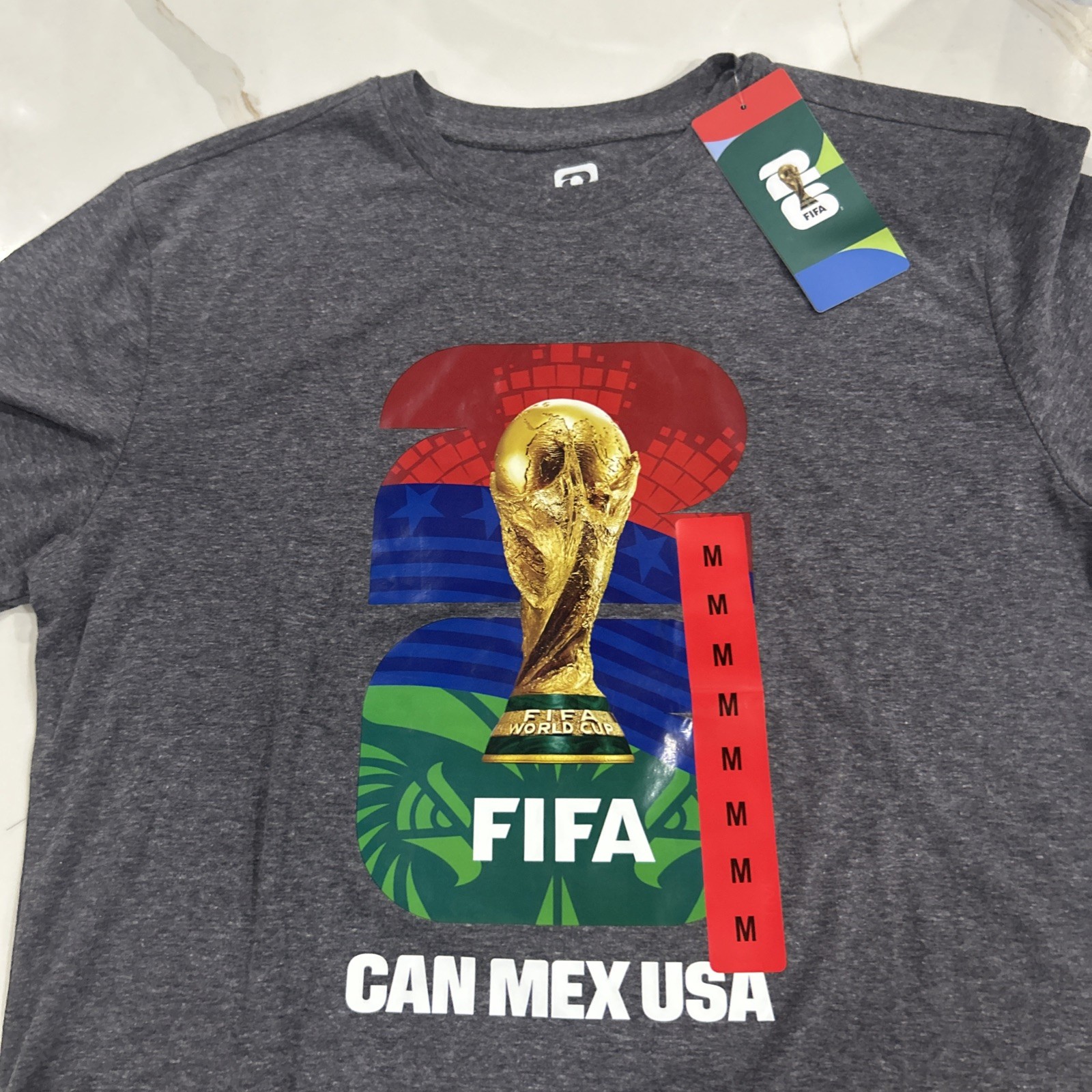 FIFA World Cup Men’s M Gray Graphic Print Logo Crew Neck Short Sleeve T-Shirt gallery