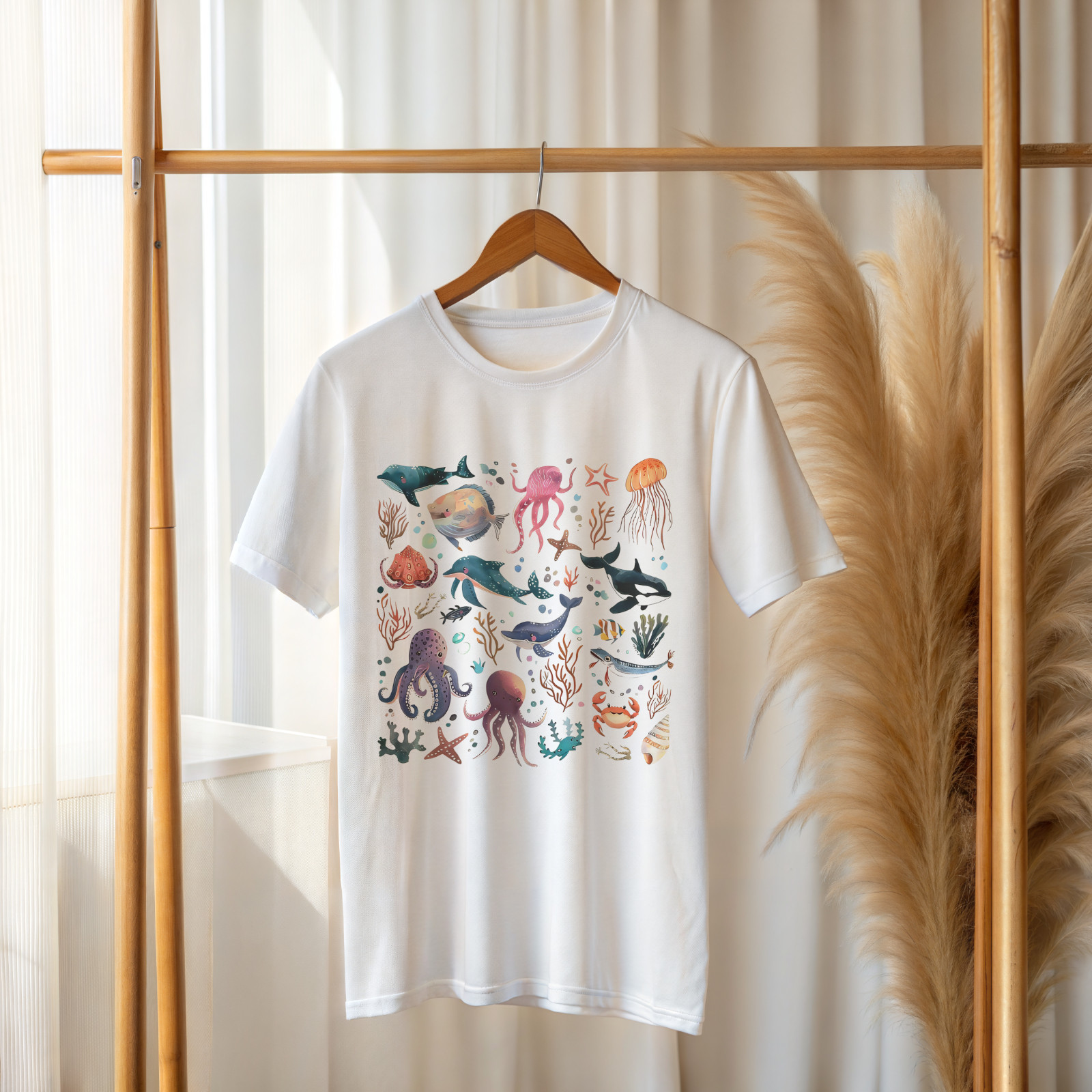 Ocean Animals Graphic T-Shirt Sea Life Illustration Tee Marine Creatures A63 gallery