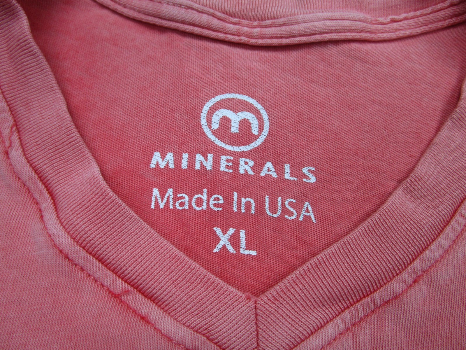 Minerals Shirt Mens XL Salmon V Neck 100% Cotton Soft Tagless Burnout Tee USA gallery