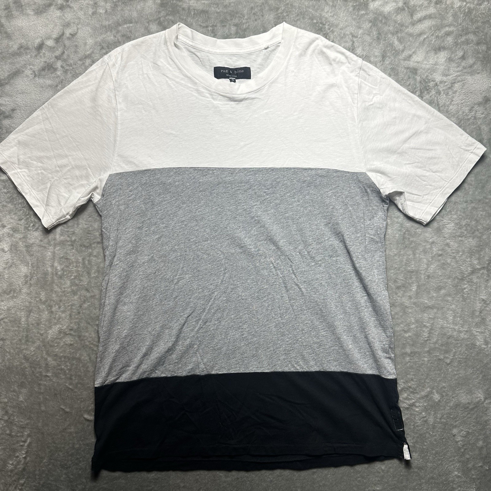 Rag & Bone Color-block Tee T-Shirt Mens Large White Gray Black Stretch gallery
