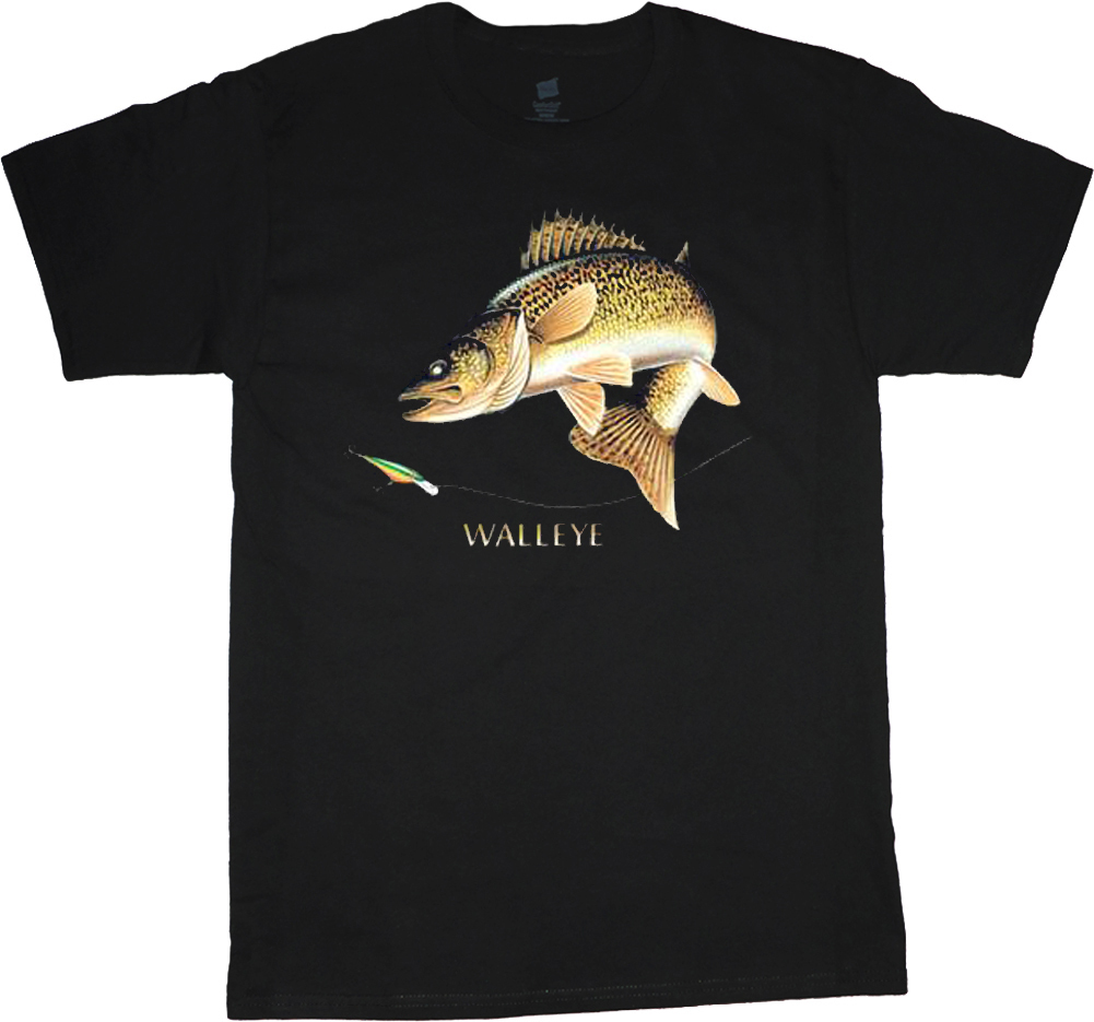 Walleye shirt men's fishing t-shirt black t-shirt walleye fish lure tee gallery