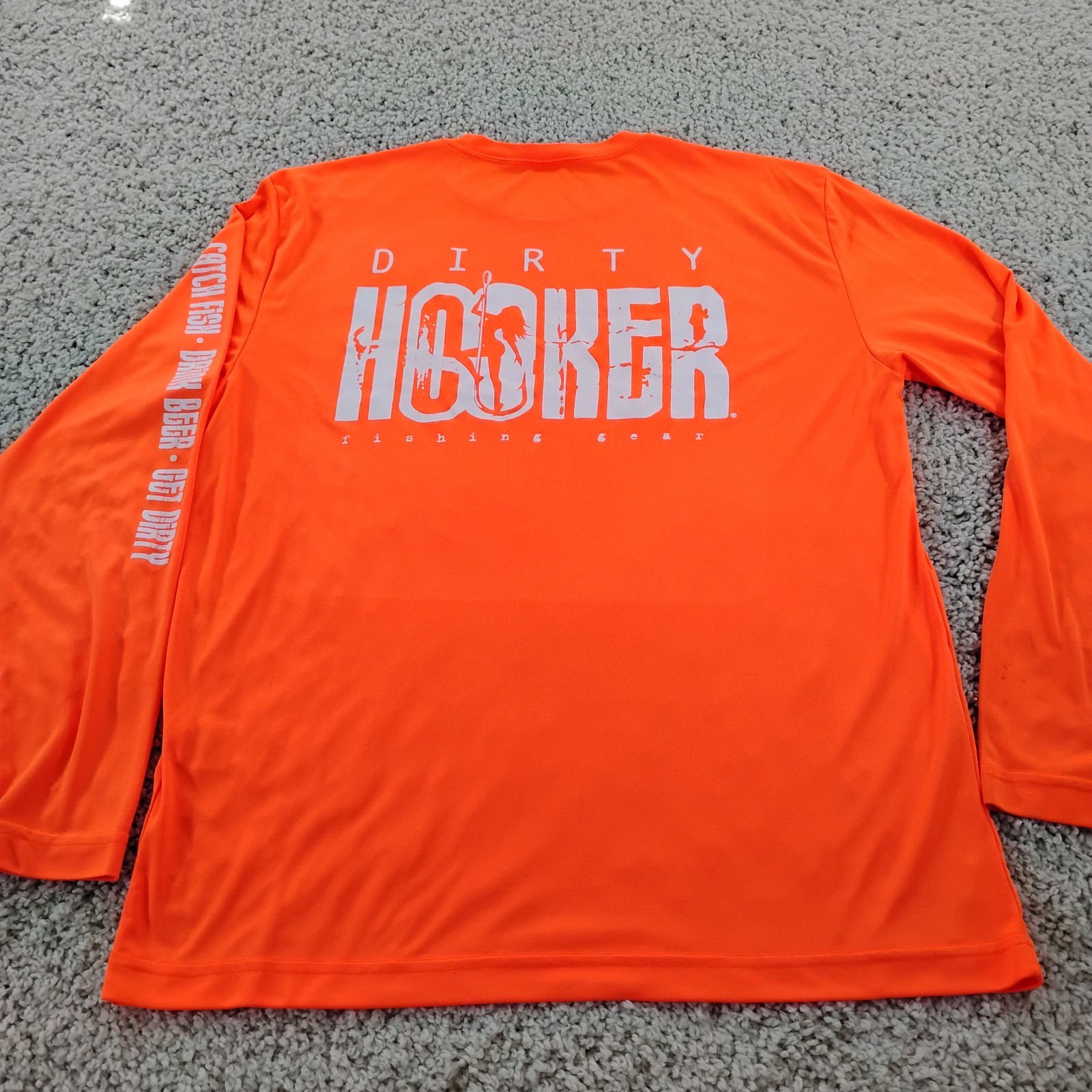Dirty Hooker Shirt Mens Large Orange Performance Fishing Beach Beer Outdoor A9 gallery