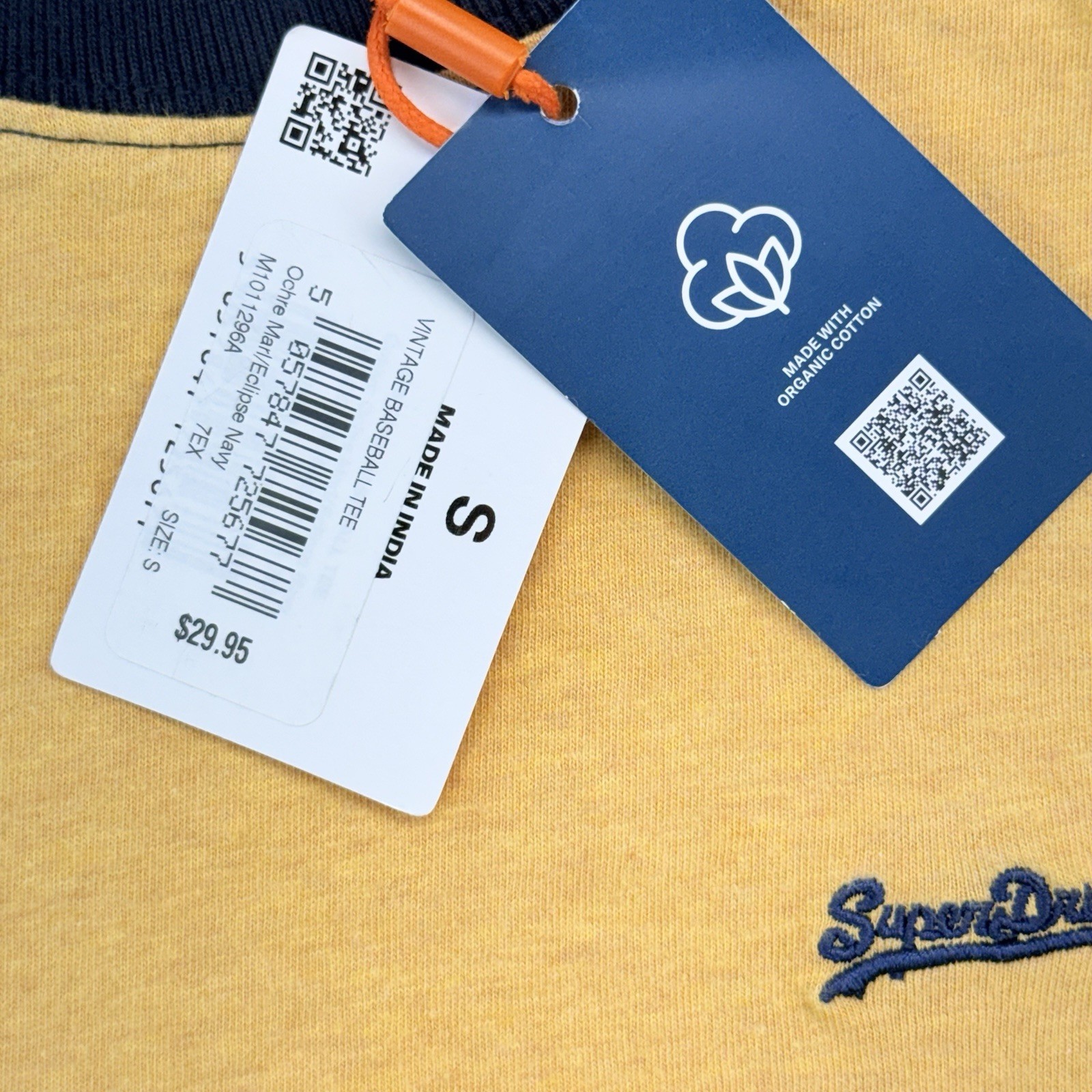 SUPERDRY Men's Sz S Gold/Navy Short Sleeve Vintage Baseball Tee NWT gallery