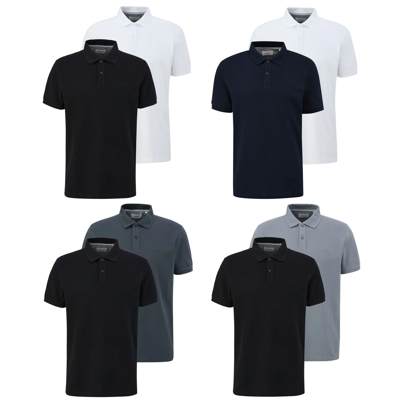 s.Oliver Men’s Polo Shirt, 2 Pack – Basic, Polo Collar, Cotton, Plain…