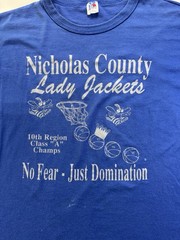 Vintage 90s Russell Athletic Nicholas County Lady tee Blue T-Shirt XXL USA made