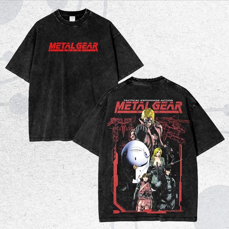Metal Gear Solid Double Printed Cotton T-Shirt, Gift For Game Fan, Graphic Tee
