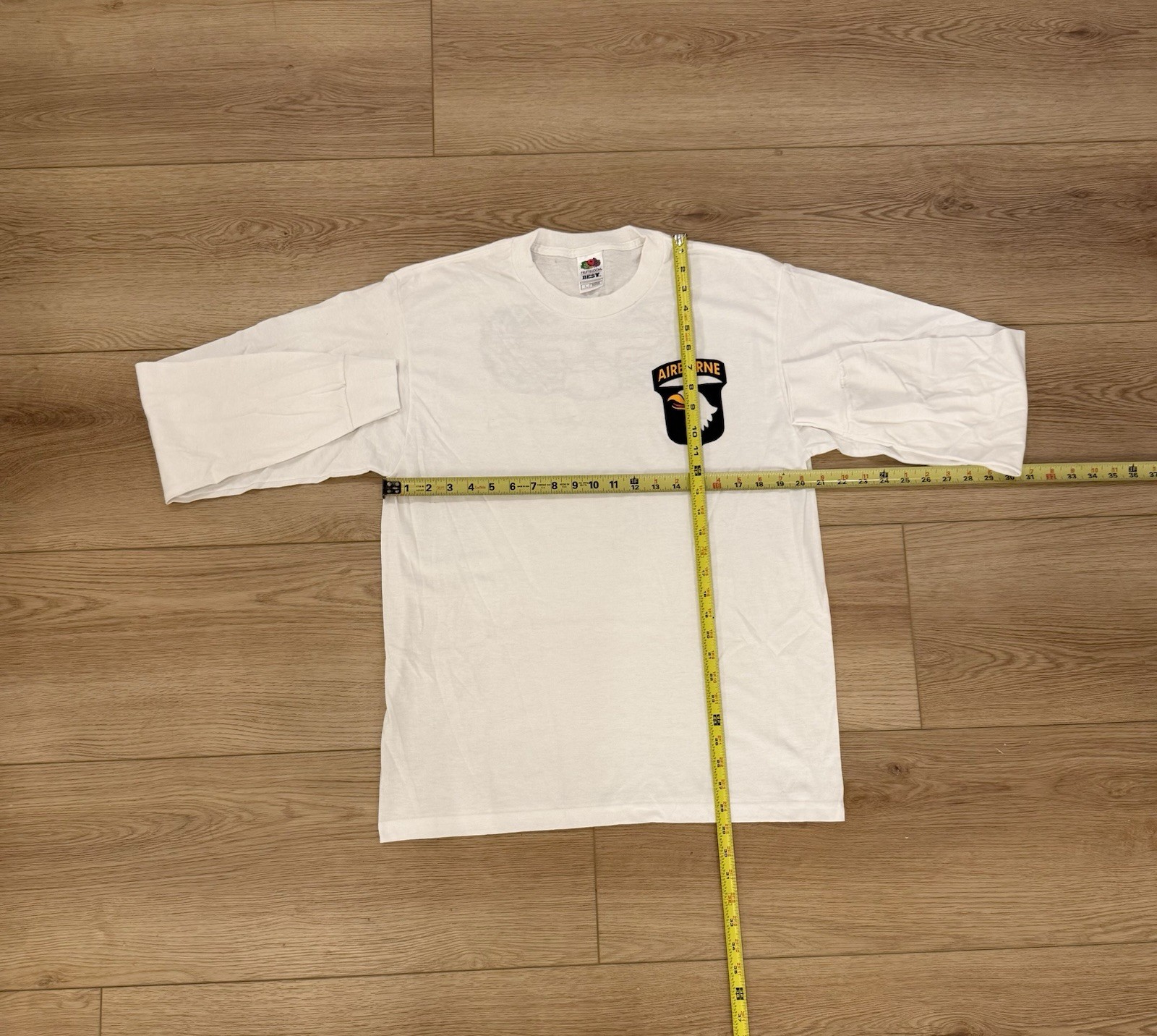 US Army Airborne Long Sleeve Shirt Mens L White Military Graphic Tee gallery
