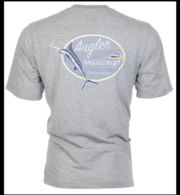 $45 TOMMY BAHAMA Heather Grey ANGLER MANAGEMENT Relaxed Fit Short Sleeve T-shirt gallery