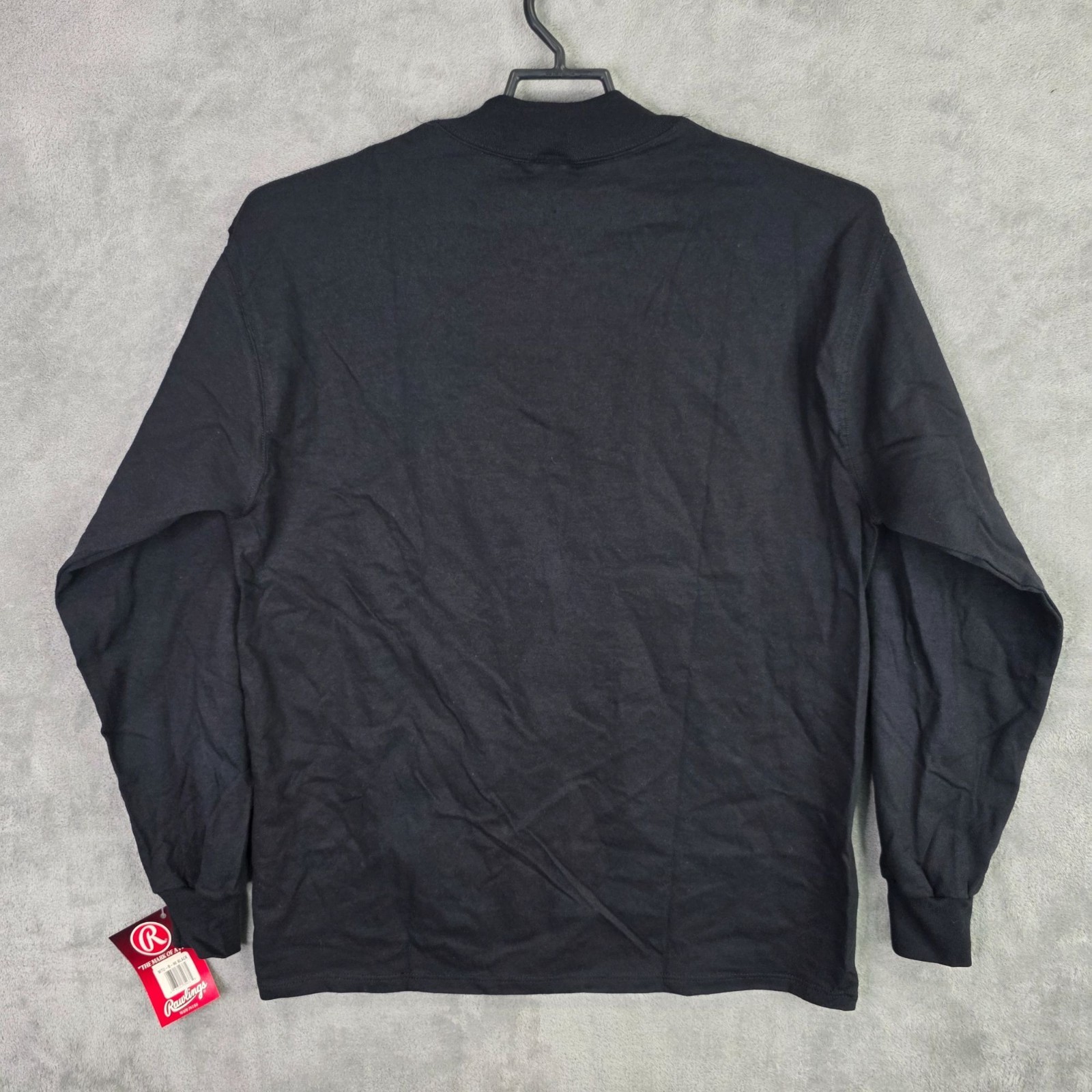 Mens Vintage 90s Rawlings Black Long Sleeve Shirt Crew Neck 100% Cotton Size L gallery