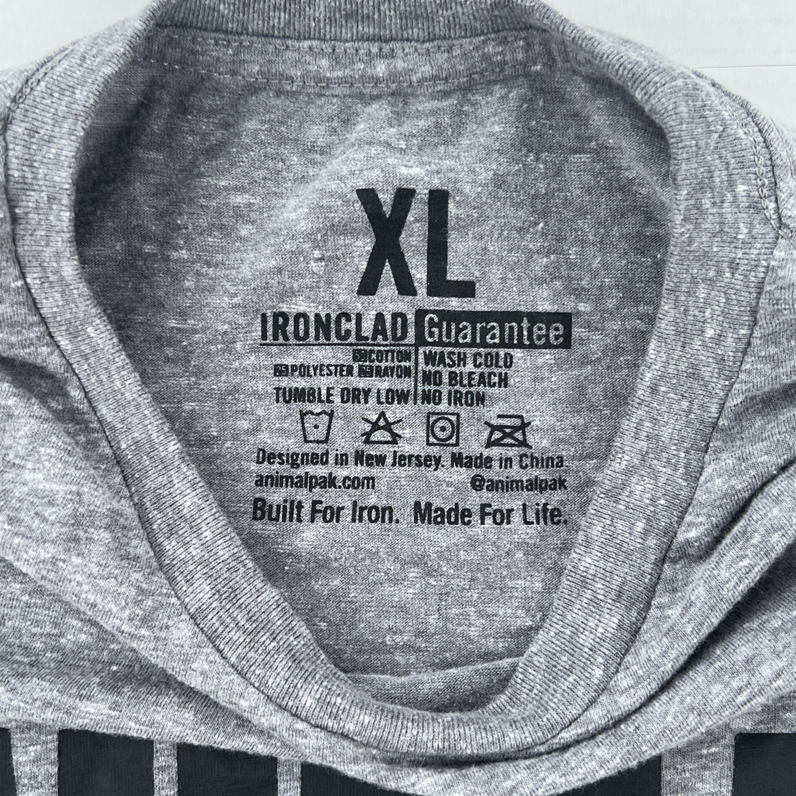 VTG Animal Pak "Built Not Born" Men's Y2K Gray XL Soft T-Shirt Tee Bodybuilding gallery