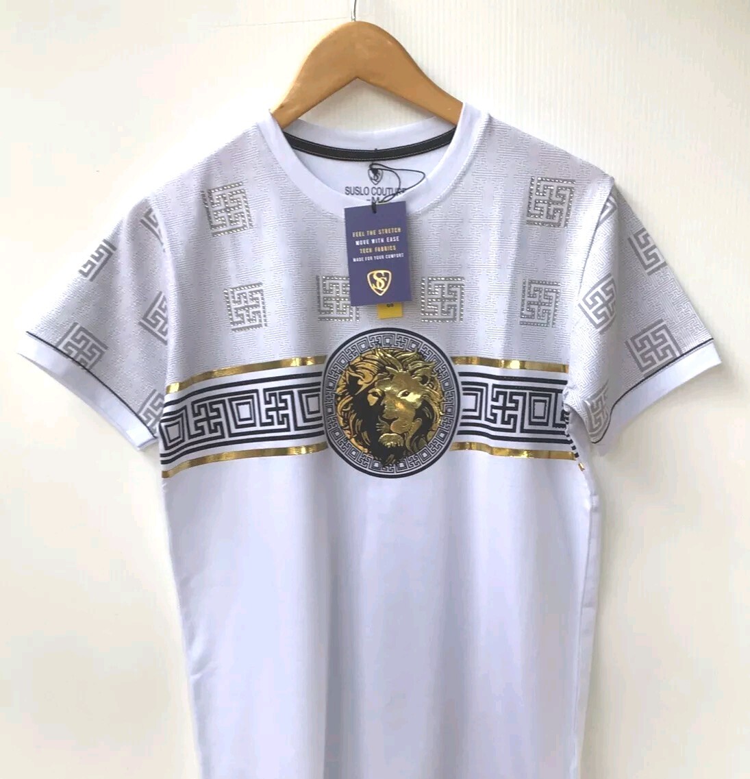 Men's Beautiful Cotton Rhinestone T Shirt,Italian Style,Stretch S to 2XL….A12. gallery