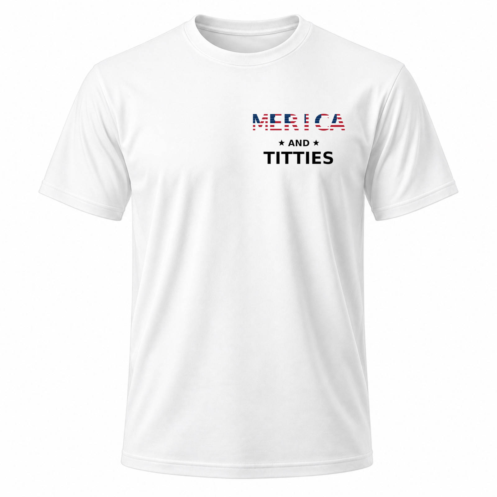 Merica and Titties Funny US Flag White Graphic T-Shirt gallery