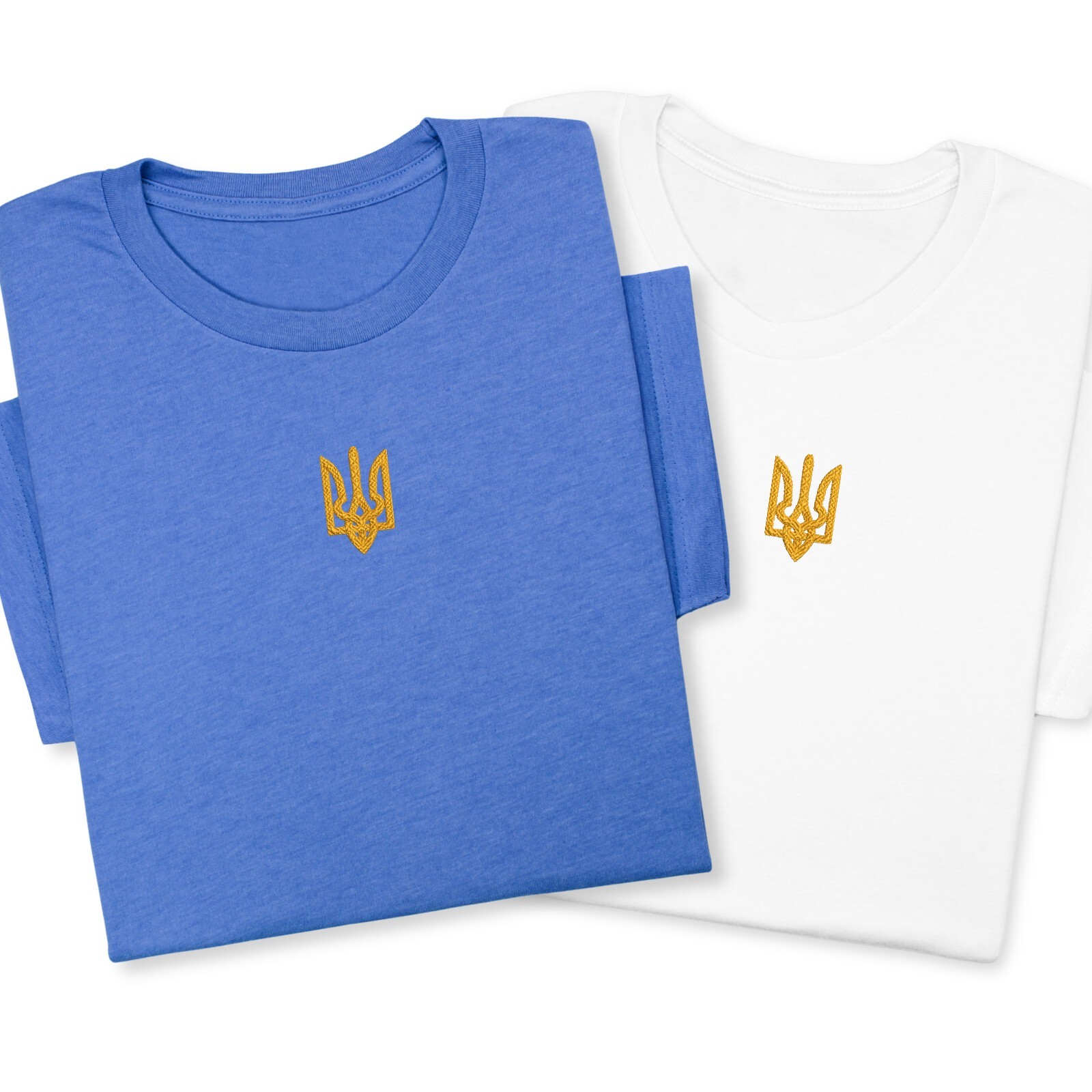 Custom Embroidered Ukrainian Coat of Arms T-Shirt Patriotic Ukraine Emblem Tee gallery