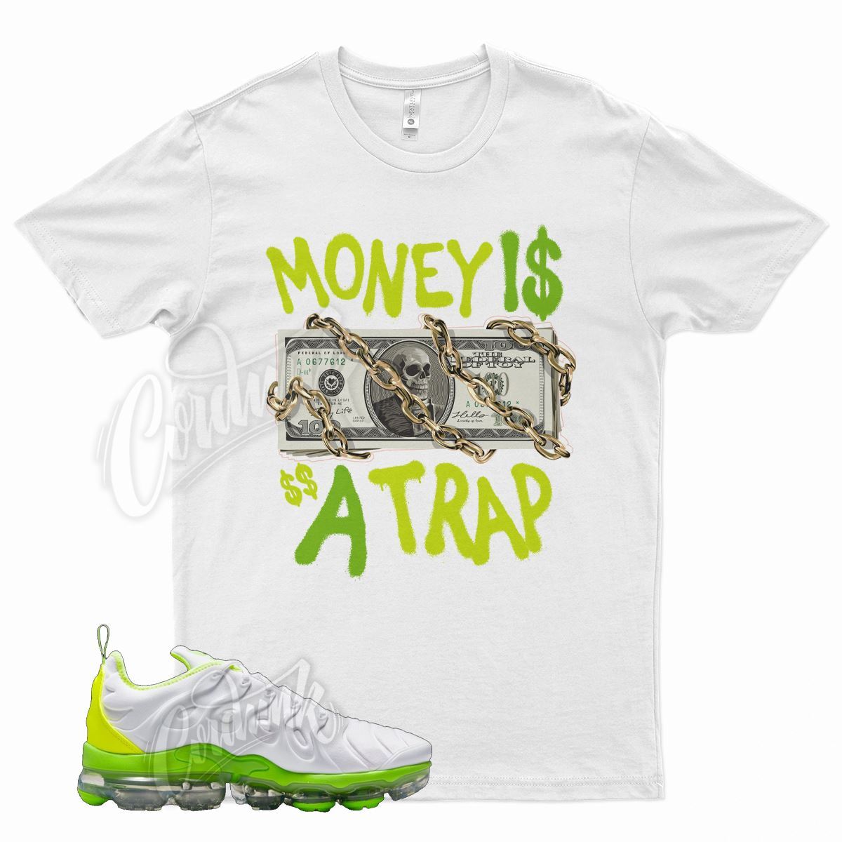 White TRAP Shirt for N Vapormax Plus Tennis Ball Electric Green Volt Lime