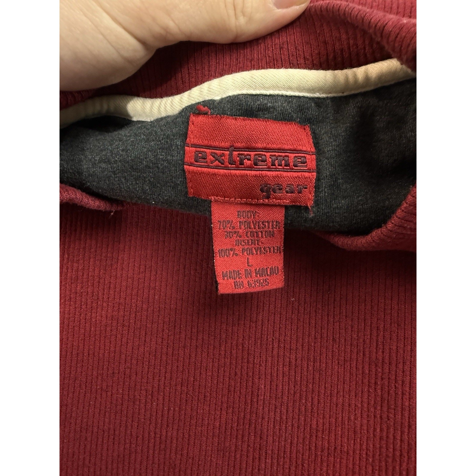 Vtg Xtreme Gear XG Y2K Long Sleeve Thermal Shirt Red Gray Stripe Mens Large gallery