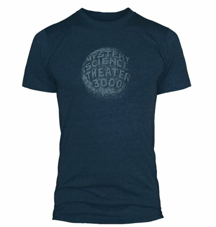 New: Blue Heather MYSTERY SCIENCE THEATER 3000 Live – Moon Logo T-shirt – MST3K