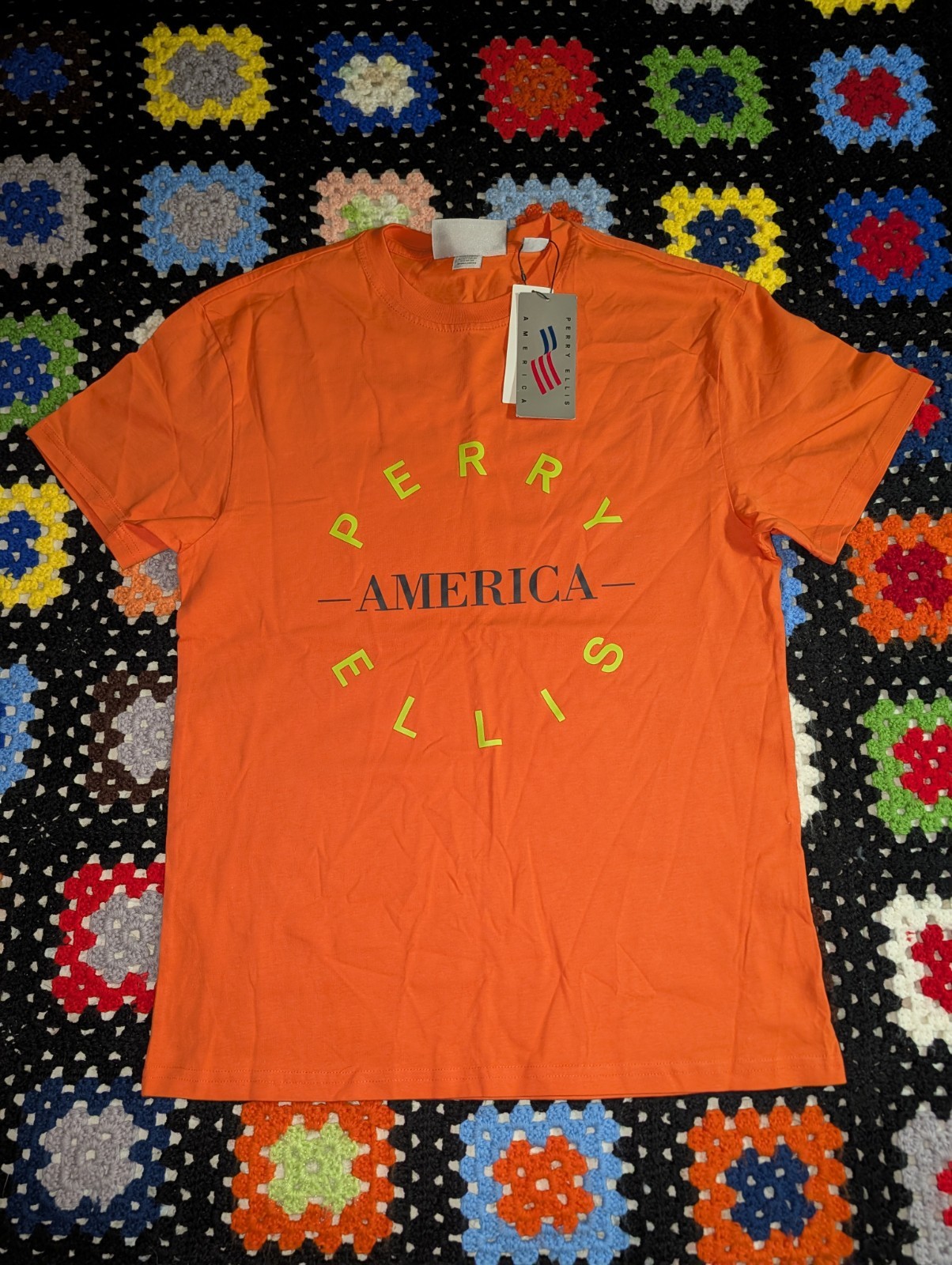 Perry Ellis America T Shirt Orange Size Small New