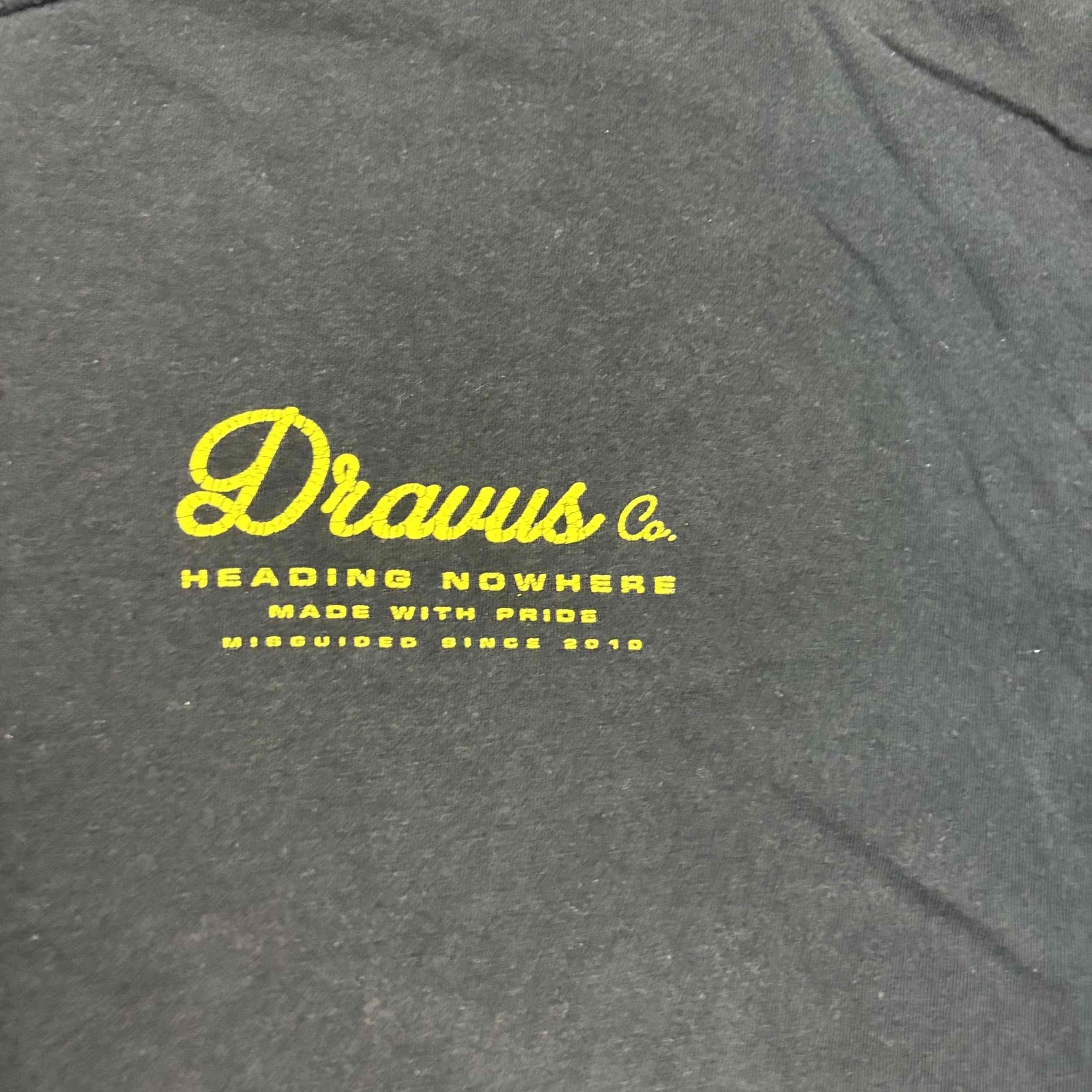 Dravus Co. Mens Graphic T-Shirt Black Yellow Crew XL Heading Nowhere gallery