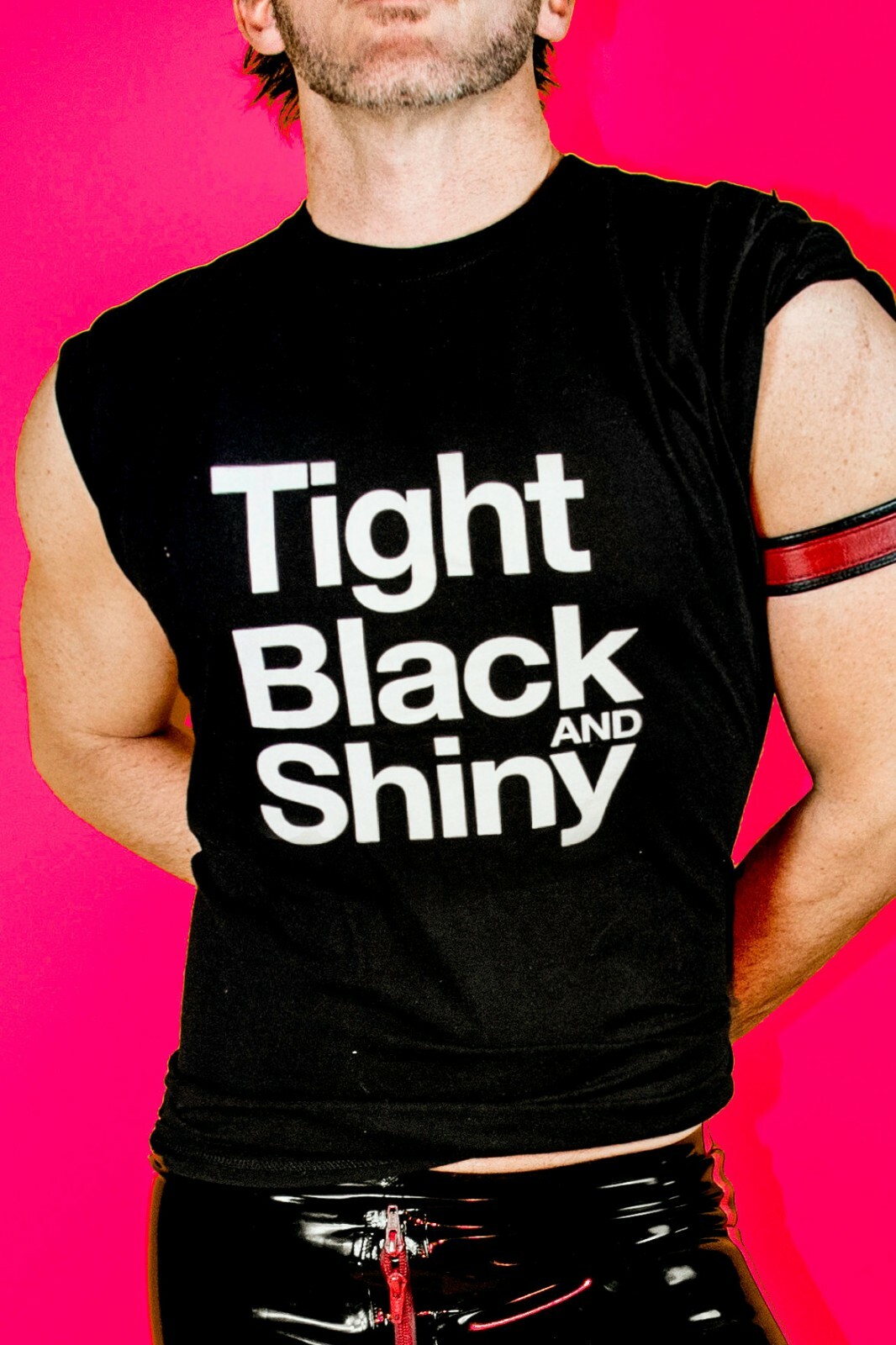 TIGHT BLACK and SHINY T-shirt. (gay, rubber, man, mens, fetish, kink, leather) gallery