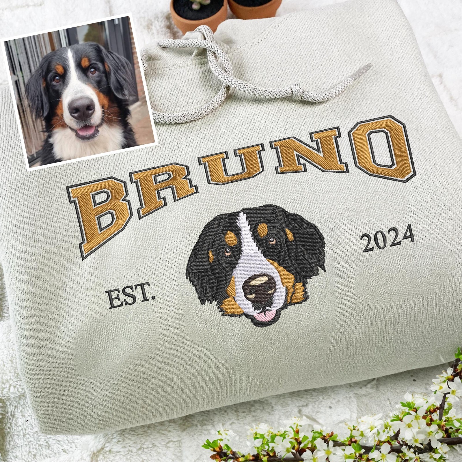 Pet Embroidered Sweatshirt Using Photo Custom Dog Shirt Embroidered Cat Crewneck