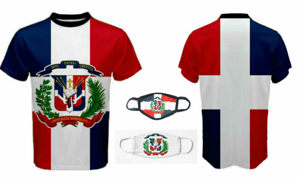 DOMINICAN REPUBLIC COAT OF ARMS FLAG MEN T-SHIRTS & FREE MASK CP BRAND gallery