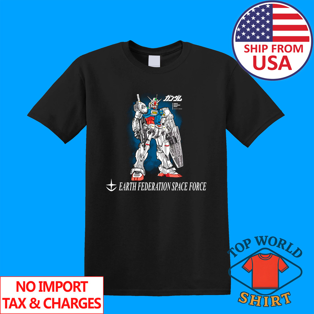 Gundam Earth Federation Space Force RX-78 Men’s Black Size S to 5XL