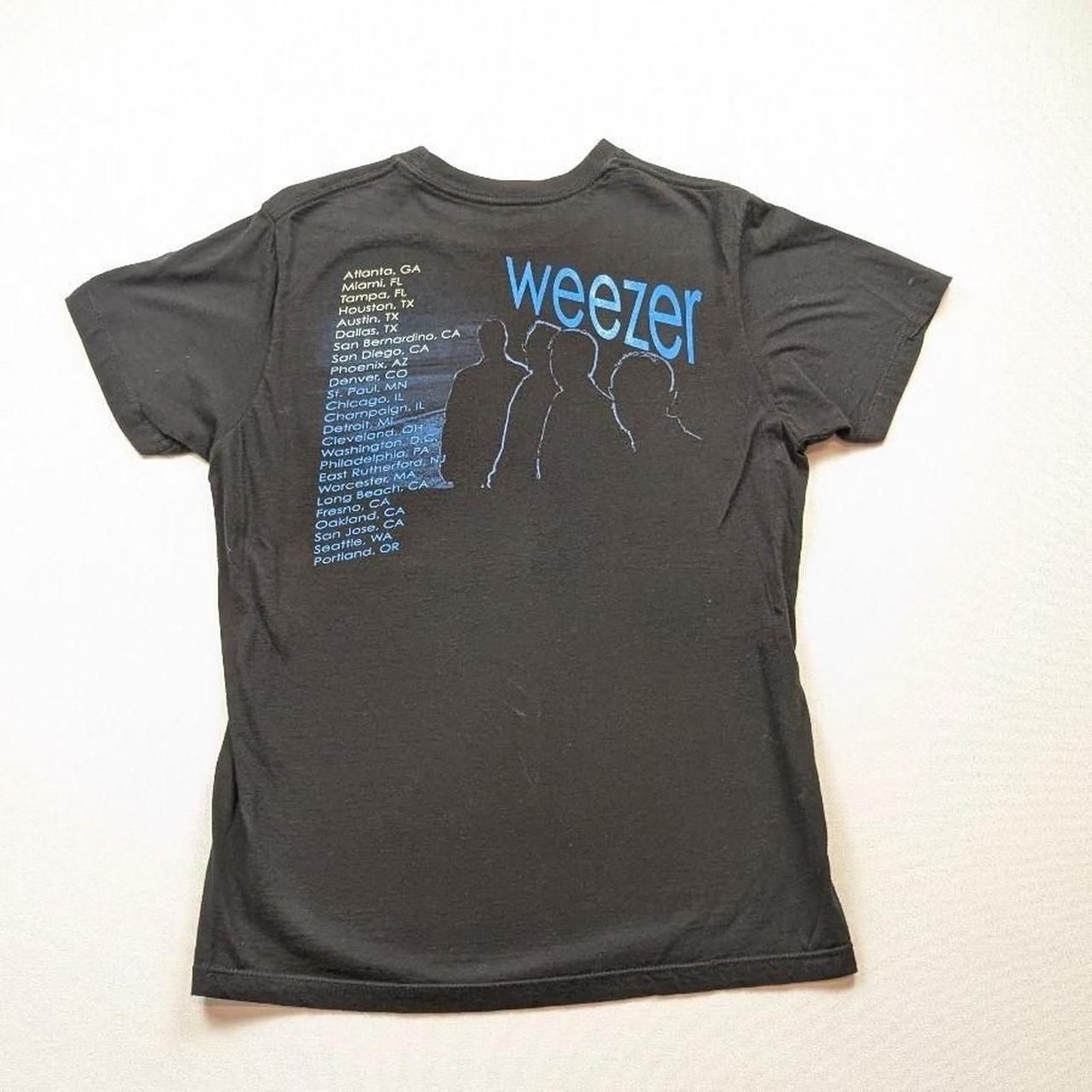 Y2K Weezer Band Tshirt Black Blue and Black Graphic Tee Size Medium gallery