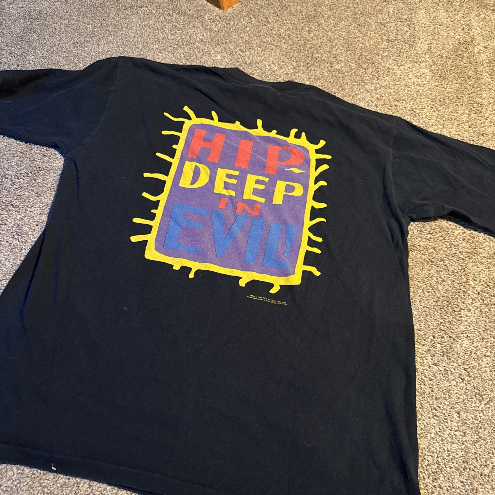 Vintage 1994 the Tick superhero promo cartoon black tee on all sports tag XL gallery