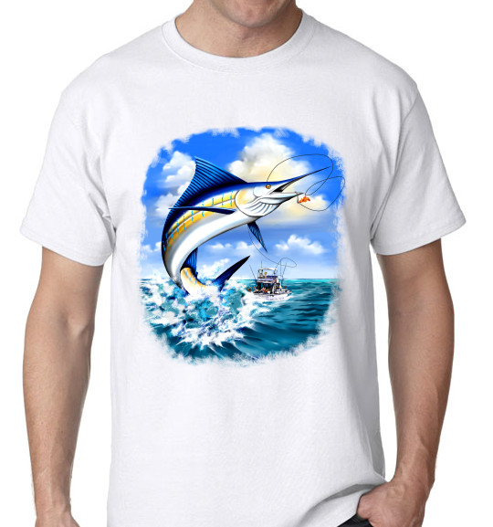 Marlin Fish Fishing Boat Saltwater Fish Ocean Reels Tackle white t-shirt gallery
